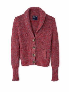 American Eagle Shawl Collar Button-Front Sweater Cardigan - Red Heather
